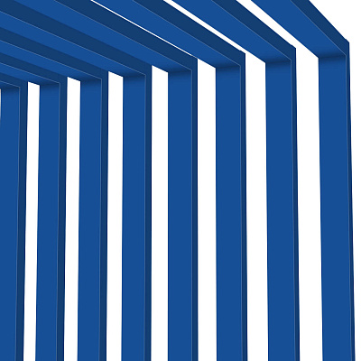 Декоративная рейка металлическая RAL5005 Синий Сигнал на стенах и потолке в сборе