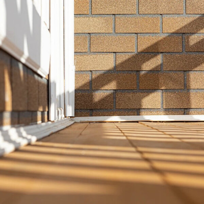 Фaсадная плитка Hauberk коллекция Кирпич цвет Песчаный на фасаде дома фото 8