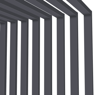 Декоративные рейки металлические RAL7024 Серый Графит на стенах и потолке в сборе