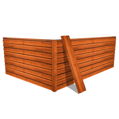 Фото сайдинга металлического (металлосайдинга) Корабельная доска SteelArt под дерево Кедр Темный для фасада дома